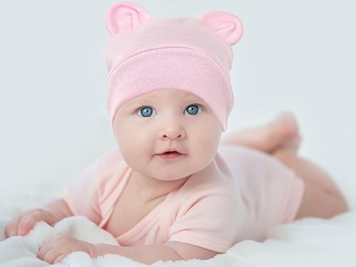 Jastore Bear Ears Infant Hats for 0-3 Months