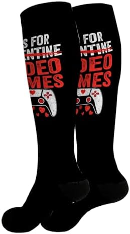 Mens Knee High Funny Socks for Gamers Valentines Day Xbox PS4
