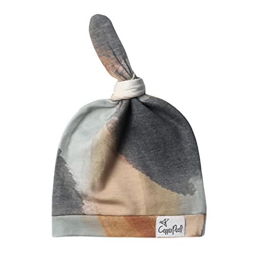 Copper Pearl Baby Beanie Hat Top Knot - Stretchy Soft