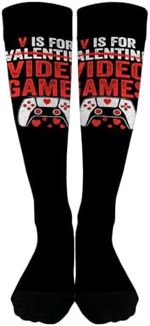 Mens Knee High Funny Socks for Gamers Valentines Day Xbox PS4