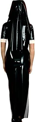 Sleek Long Latex Dress with Nun Habit Trims