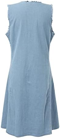 Sfascumop V-Neck Bodycon Denim Dress - Blue Chambray for Summer