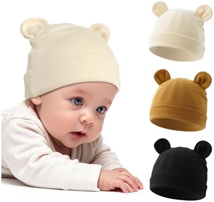 Cotton Newborn Bear Ears Hat for Unisex