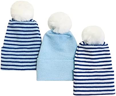 Perfect for Newborn Bundle ofStyle Knit Hats with Pom Poms