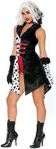 Dalmatian Diva Costume - Velveta Dress with Faux Fur Collar