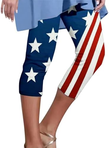American Flag Patriotic Denim Leggings for Women