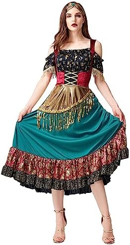 Langwei - Halloween Gypsy Girl Dress - Flowy Halloween Costume for Women