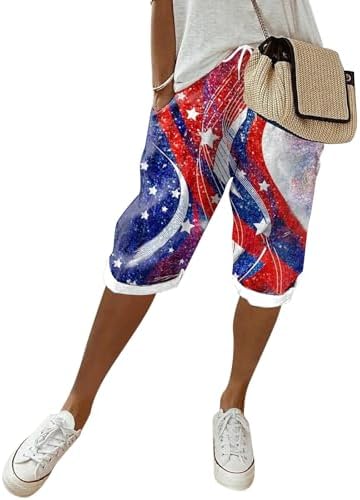 Sfascumop Womens Patriotic Flag Shorts