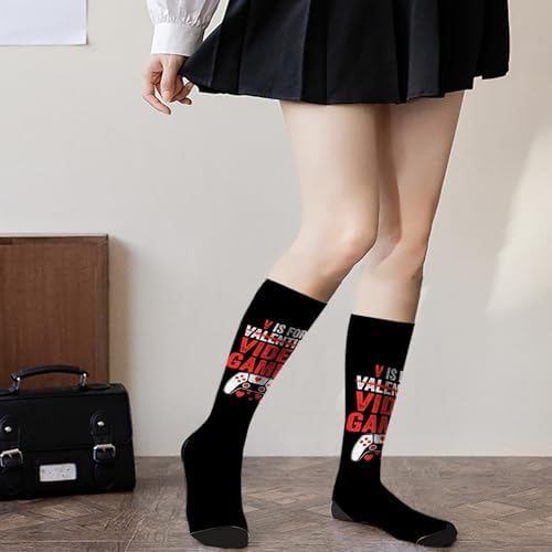 Mens Knee High Funny Socks for Gamers Valentines Day Xbox PS4