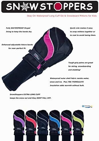 SnowStoppers Kids Waterproof Ski Snowboard Winter Mittens