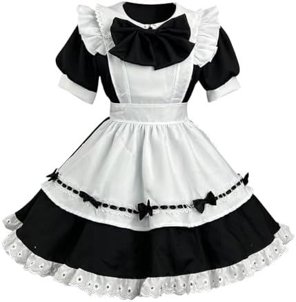 Exclusive Anime Halloween Costume maid uniform with apron for Women