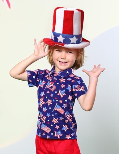 COSLAND 4th of July American Flag Top Hat for Kids