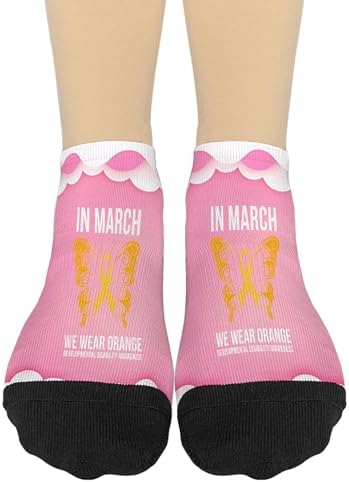 Fun Cool Orange Socks for Developmental Disability Awareness
