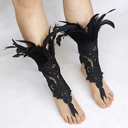 Homelex Womens Black Lace Feather Gloves Witch Angel Costume Accessories
