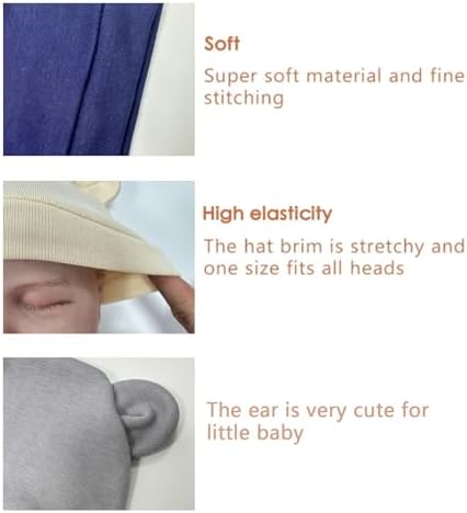 Jastore Bear Ears Infant Hats for 0-3 Months