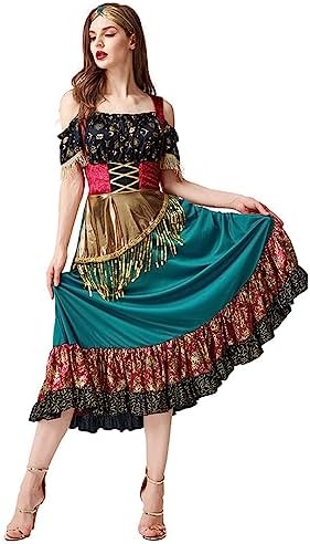 Langwei - Halloween Gypsy Girl Dress - Flowy Halloween Costume for Women