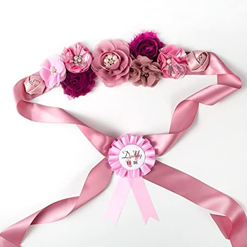 Handmade Floral Pearl Maternity Sash for Mom to Be
