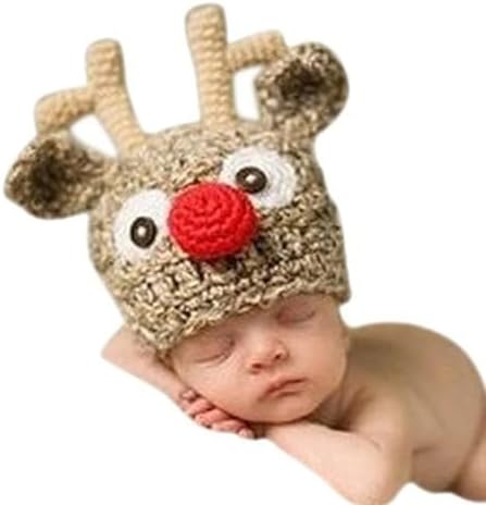 Newborn Reindeer Antler Knit Cap for Babies