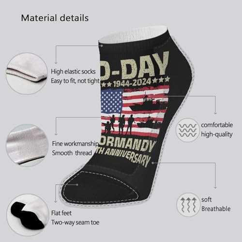 D Day Normandy 80th Anniversary Boys Ankle Socks Liner