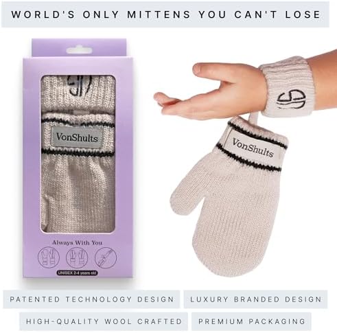 Warm Stylish Merino Wool Winter Gloves for Kids Toddlers
