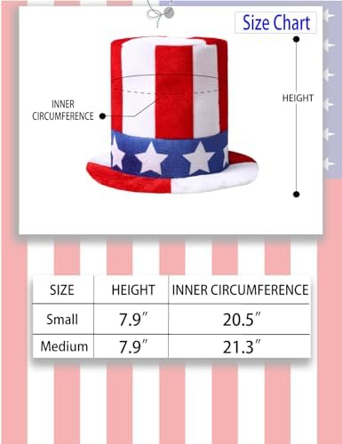 COSLAND 4th of July American Flag Top Hat for Kids