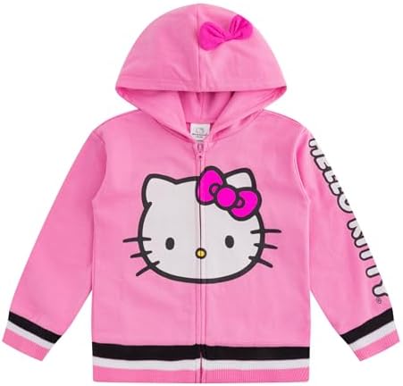 Cute Hello Kitty Girls Zip-Up Hooded Sweatshirt for Toddler Baby