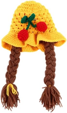 Stylish Cherry Design Handmade Wool Cap for Newborn Photography