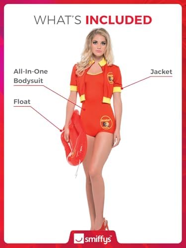 Womens Baywatch Lifeguard Costume Flawless Design RedYellow - Smiffys