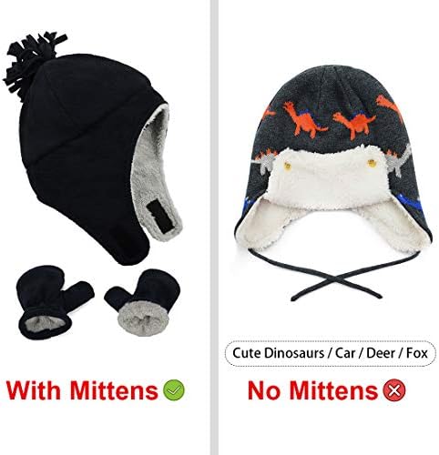 Zando Sherpa Lined Warm Fleece Pilot Hat Set for Baby