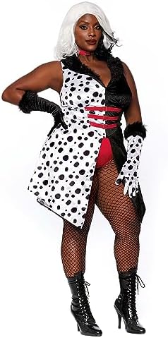 Plus Size Womens Dalmatian Diva Costume Velvet Furs