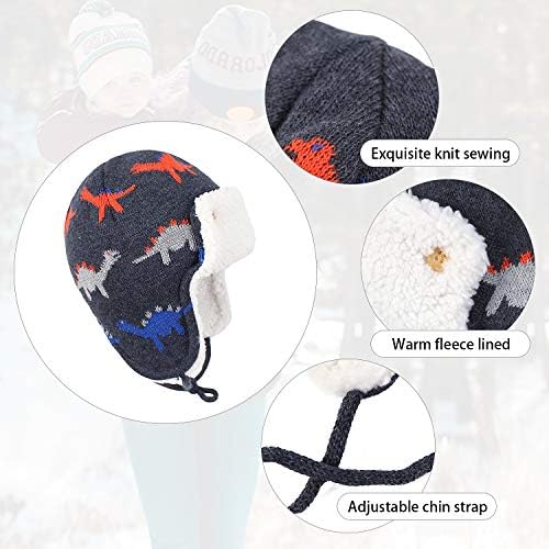 Zando Sherpa Lined Warm Fleece Pilot Hat Set for Baby