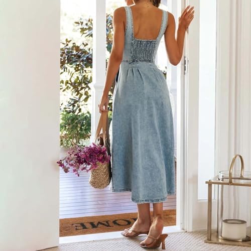 Sleek and Trendy Denim Dress Jean for Women - Blue Chambray Style