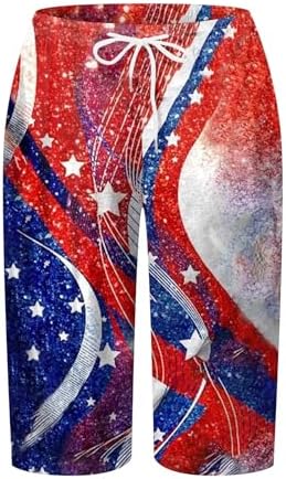 Sfascumop Womens Patriotic Flag Shorts