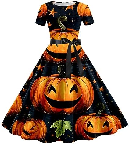 Perfect 50s Halloween Bow Dress for Women