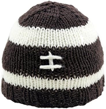 Baby Boys Brown Knit Croche Football Beanie Hat