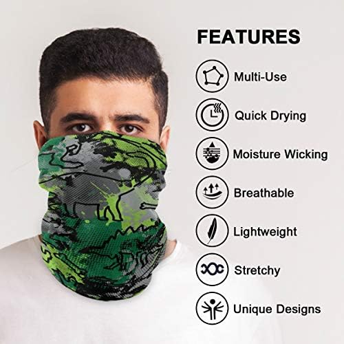 UV-Protective Dino Dust Bandana for Face Hair Use