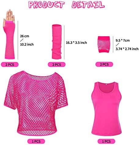 WILDPARTY Womens 80s Neon Fishnet T-Shirt Casual Stylish