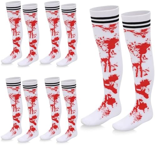 5 Pairs Halloween Striped Blood Socks for Girls