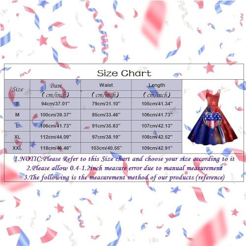 Sfascumop Red White and Blue Patriotic Dress for Women