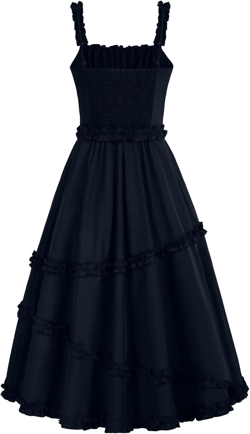 Gothic Halloween Dress for Women - Black Collar Costume