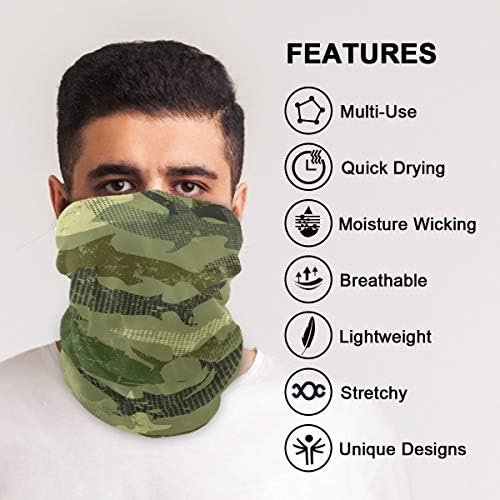 UV Protection Face Cover Novelty Camouflage Bandana for Adults Kids