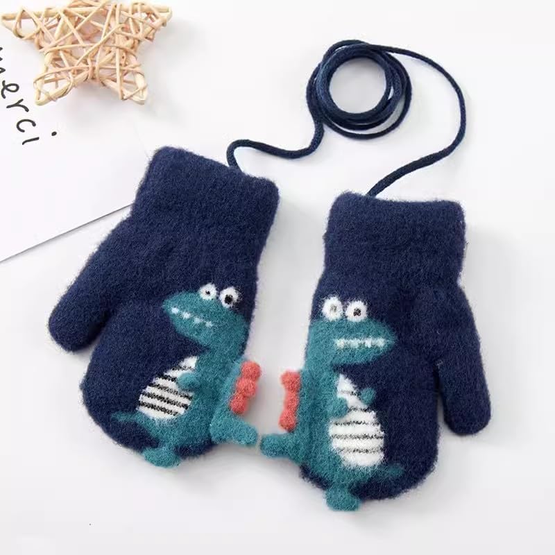 Dinosaur Winter Knit Mittens for Toddler