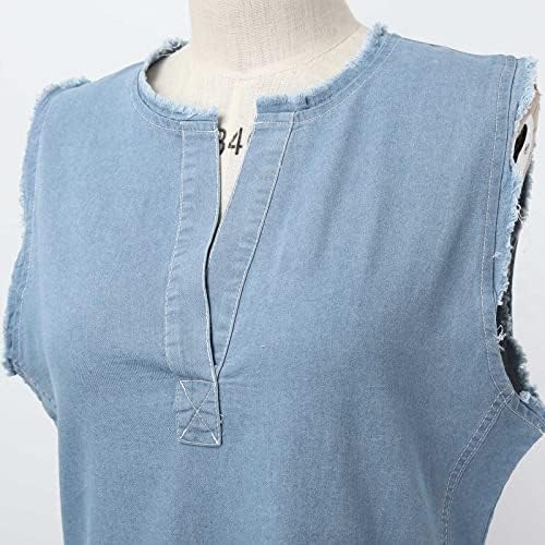 Sfascumop V-Neck Bodycon Denim Dress - Blue Chambray for Summer