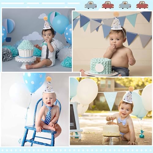 Tihebax 2nd Birthday Party Hat Boys Car Design Toddler Size