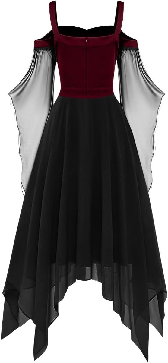 Gothic Allure Womens Halloween Plus Size Gothic Lace Off Dress