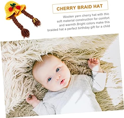 Stylish Cherry Design Handmade Wool Cap for Newborn Photography