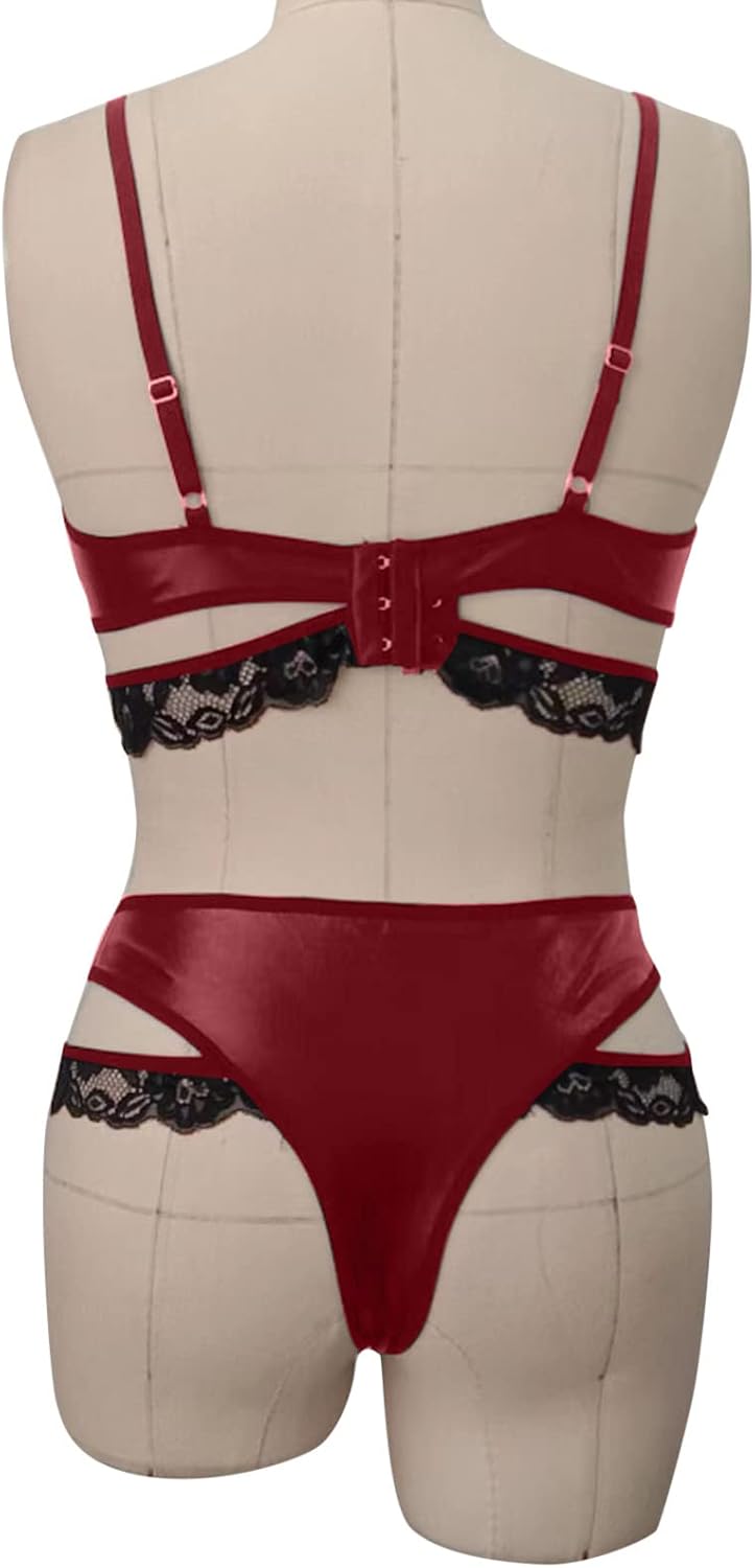 Bodysuit for Women Lace Chemise Babydoll Nightgown Set with Garter Bustier