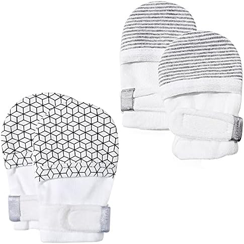 HAPIU Baby No Scratch Mittens Stay On - 100 Cotton Breathable and Adjustable