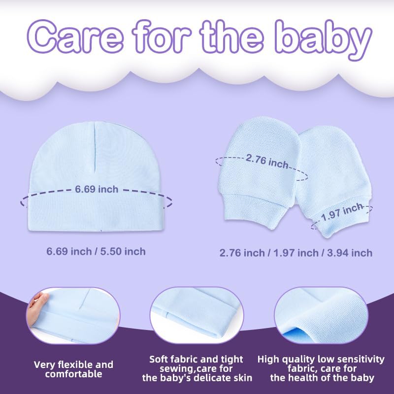 Tisoloow Baby Gloves Set for Newborn Toddler Soft Stretchy Temperature-Adjustable