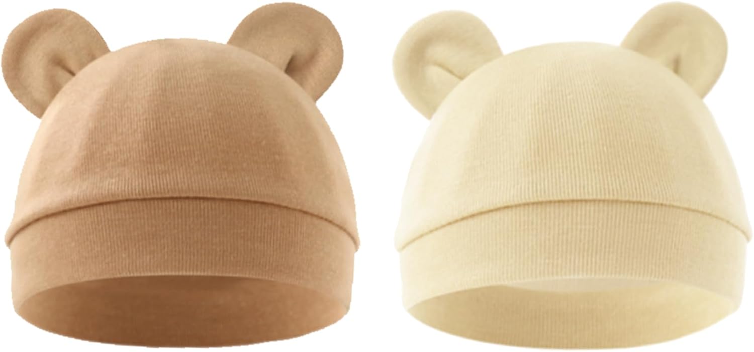Jastore Bear Ears Infant Hats for 0-3 Months